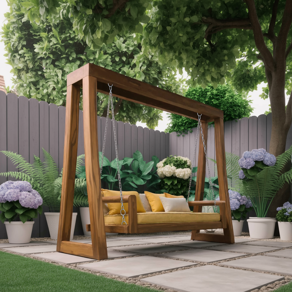 Contemporary Outdoor Swing Bench For Garden Patio Relaxation - Image 3