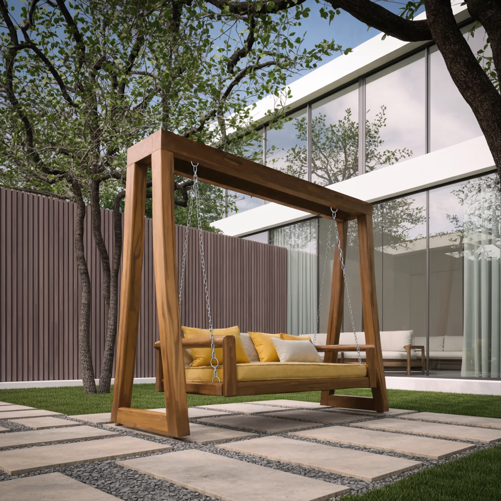 Contemporary Outdoor Swing Bench For Garden Patio Relaxation - Image 5