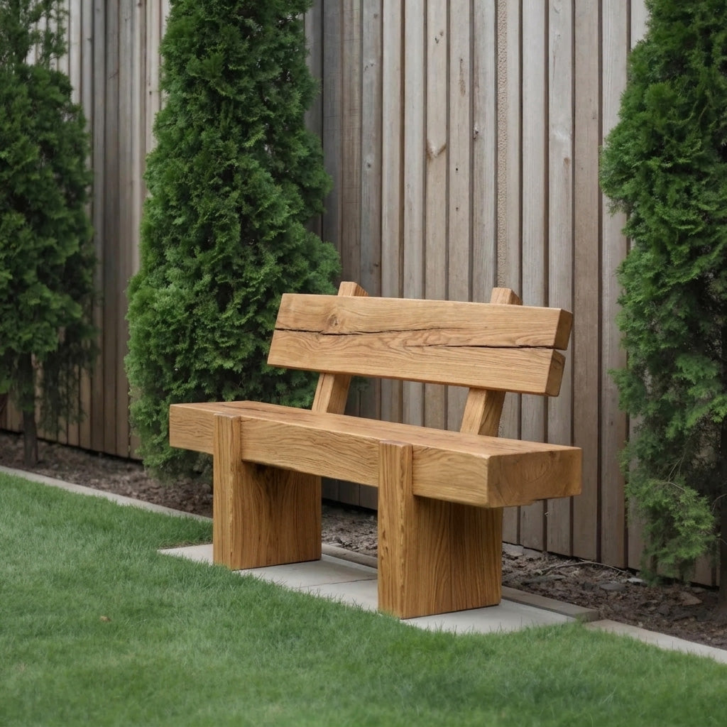 Modern Solid Wood Outdoor Bench With Charred Finish For Garden Or Patio - Image 5