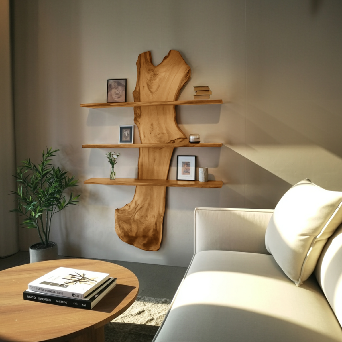 Rustic Live Edge Wall Shelf For Modern Living Room And Entryway - Image 5
