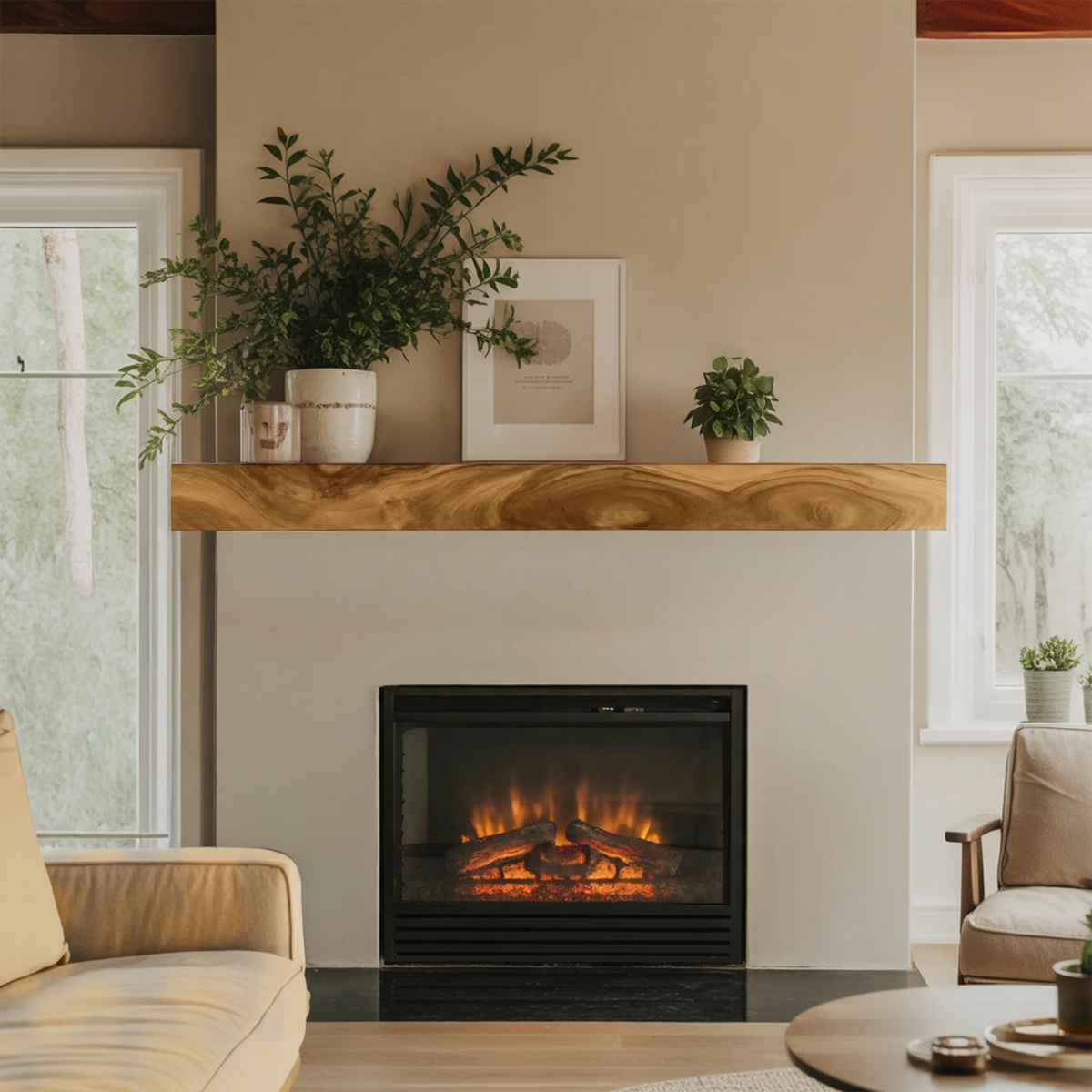 Rustic Floating Mantel Shelf For Fireplace Living Room Wall - Image 5