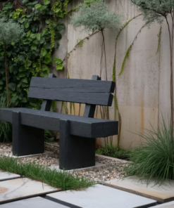 Alternative view of Modern Solid Wood Outdoor Bench With Charred Finish For Garden Or Patio