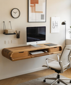 Alternative view of Modern Floating Wall Mounted Desk With Drawers For Bedroom And Office