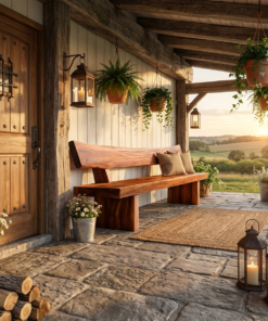 Alternative view of Rustic Outdoor Wood Bench For Courtyard And Villa Garden