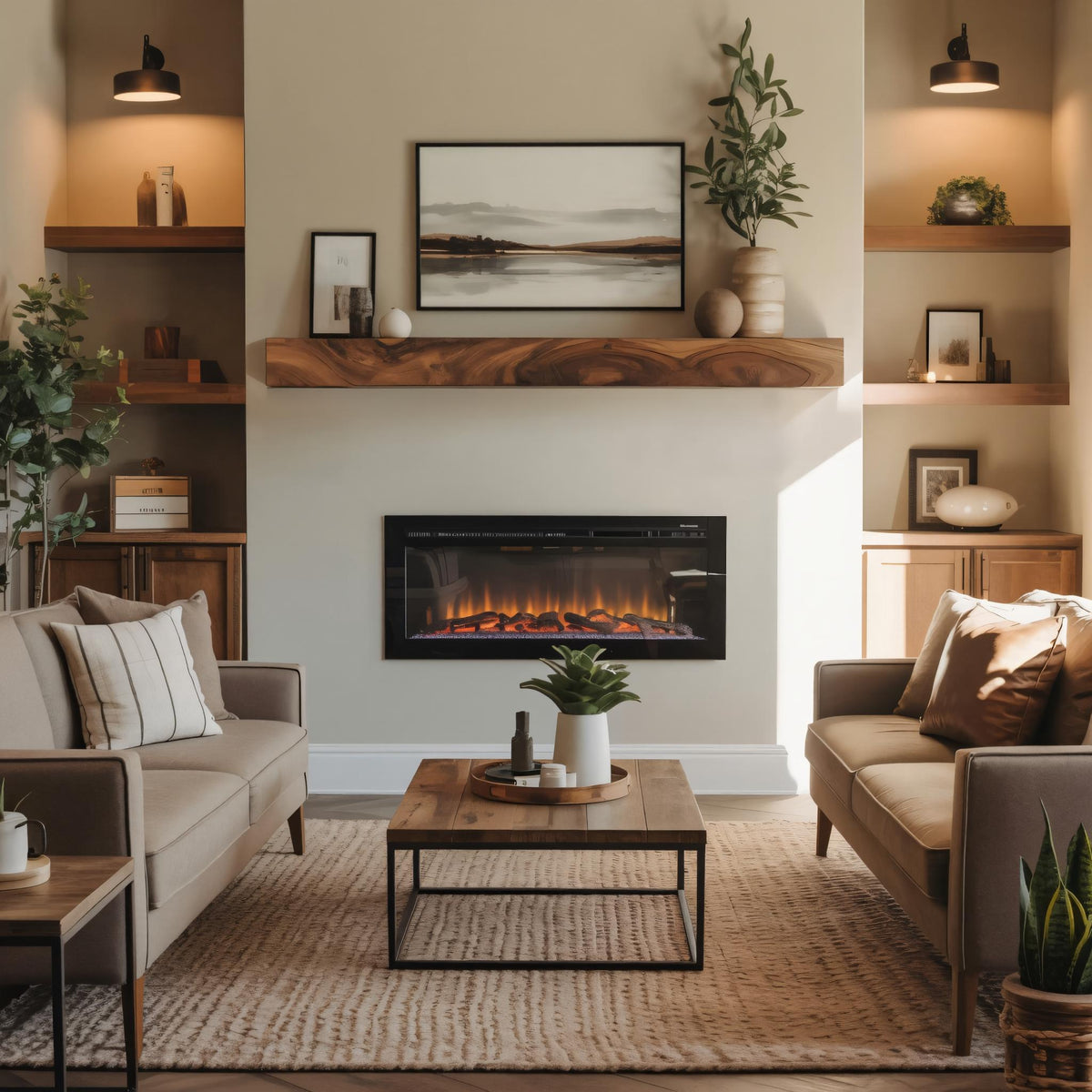 Rustic Floating Mantel Shelf For Fireplace Living Room Wall - Image 2