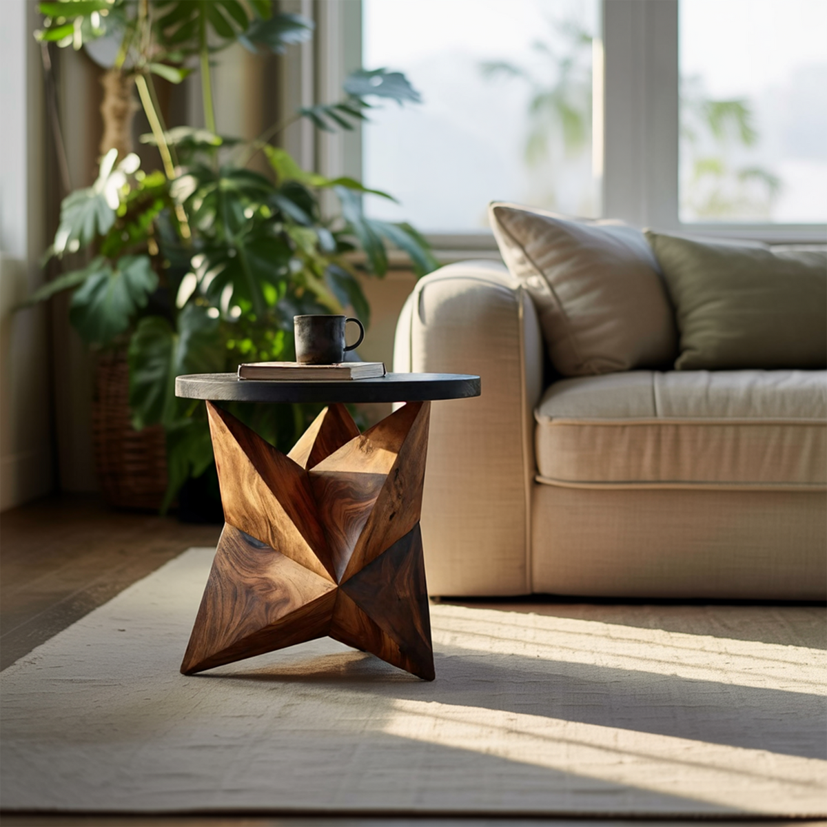 Handcrafted Wooden Side Table For Elegant Furniture Decor - Image 2