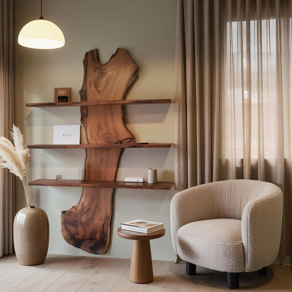 Rustic Live Edge Wall Shelf For Modern Living Room And Entryway - Image 3