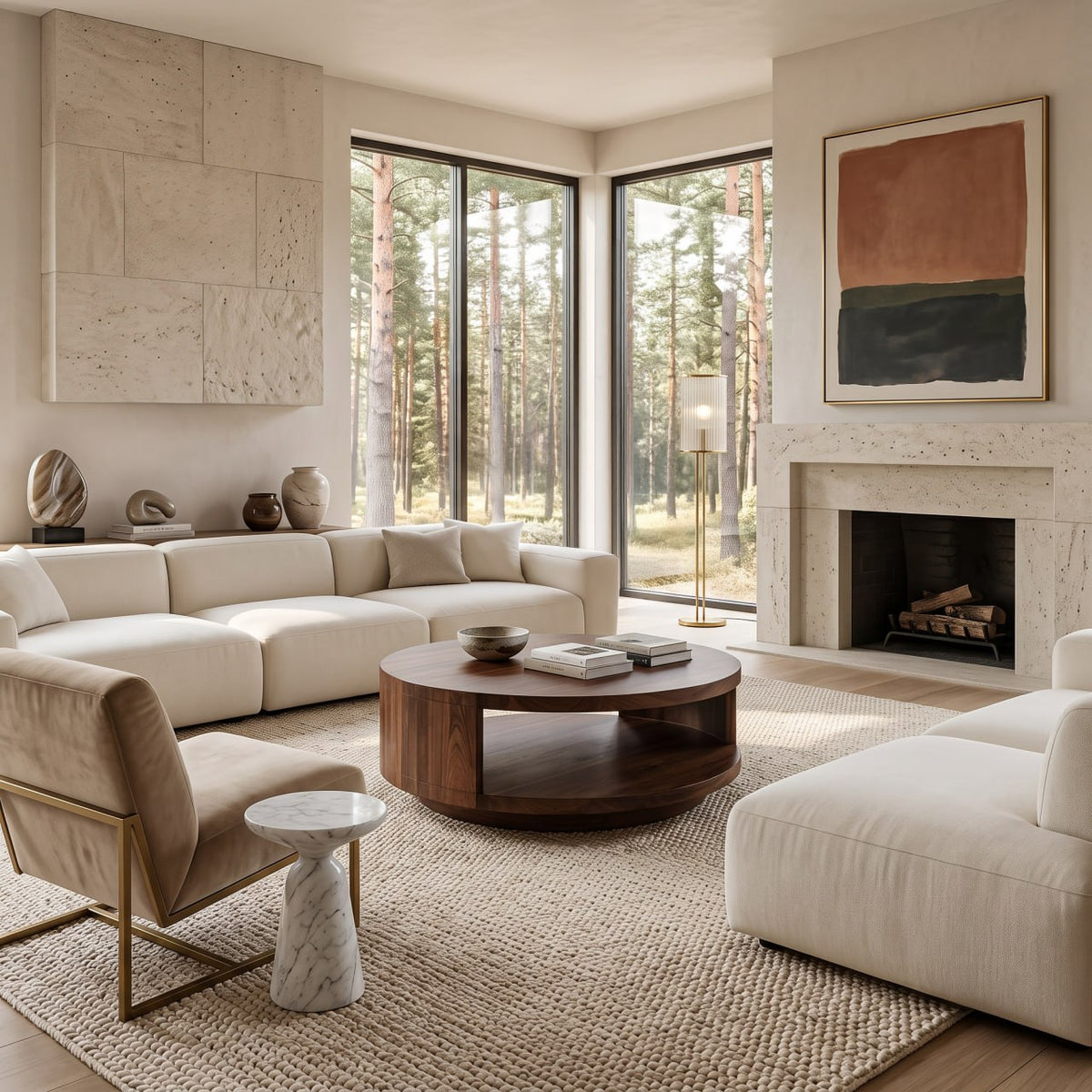Modern Round Coffee Table With Shelf For Living Room And Lounge - Image 7