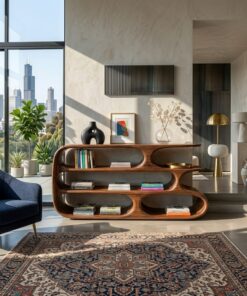 Alternative view of Modern Bookshelf With Sculptural Curves For Living Room Interior