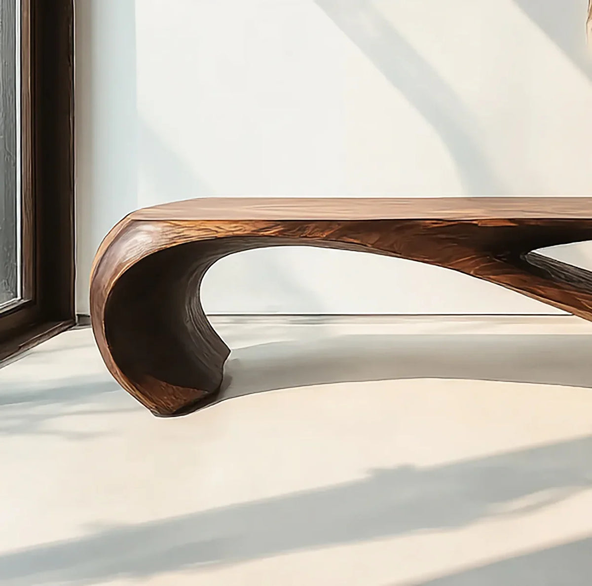 Handcrafted Sculptural Wood Bench - Image 3