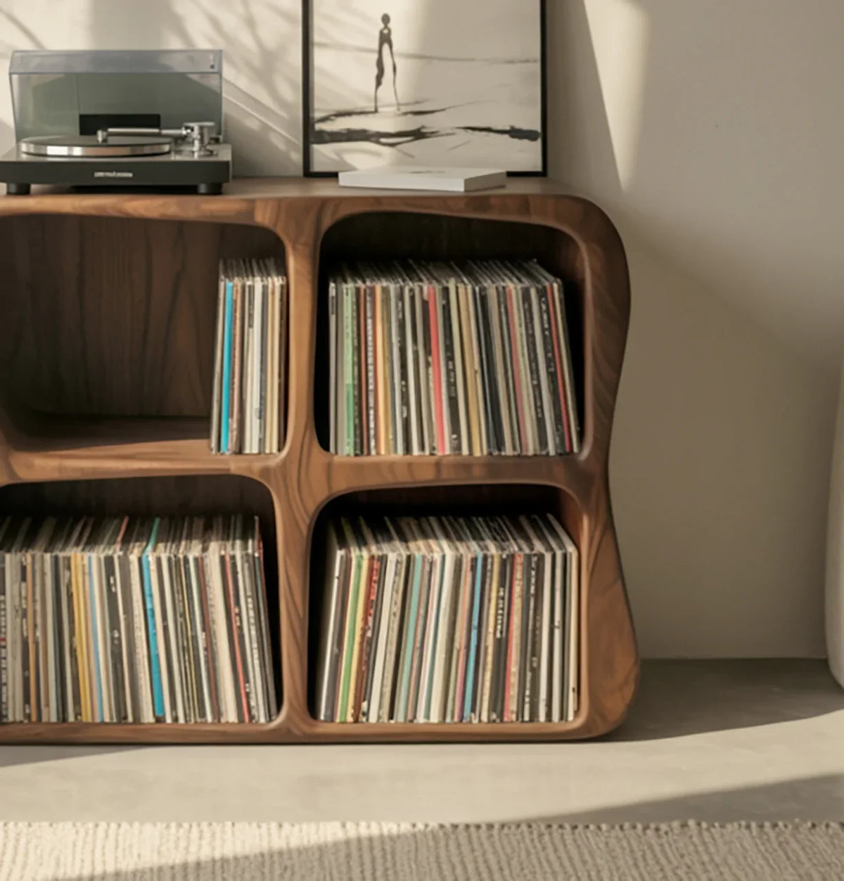 Solid Wood Vinyl Record Storage Cabinet - Image 4