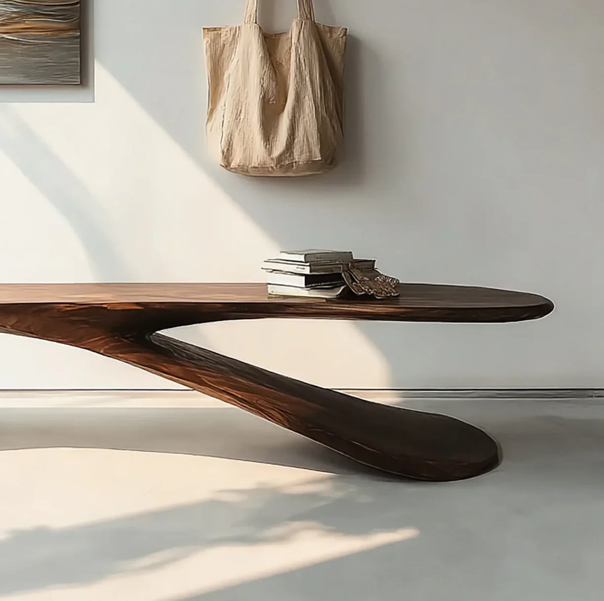 Handcrafted Sculptural Wood Bench - Image 4