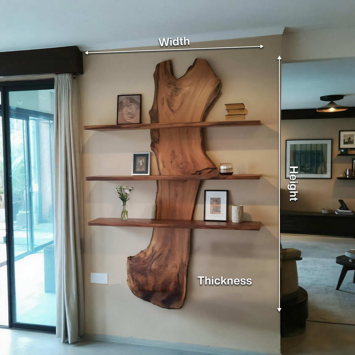 Rustic Live Edge Wall Shelf For Modern Living Room And Entryway - Image 8