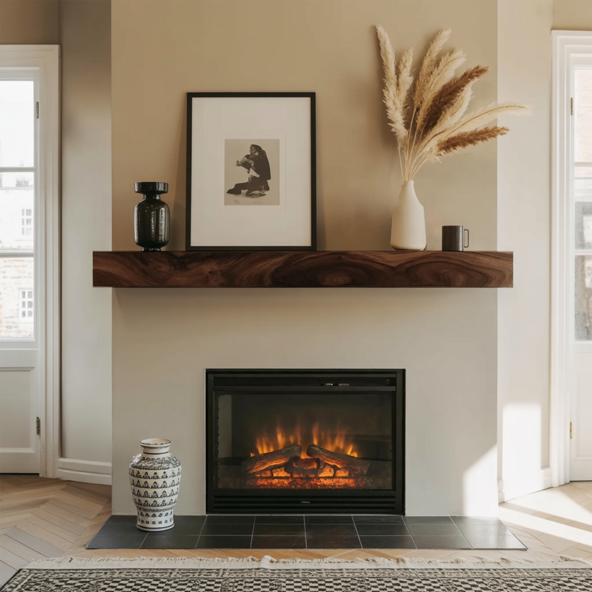 Rustic Floating Mantel Shelf For Fireplace Living Room Wall - Image 7