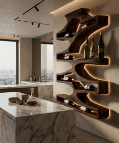 Alternative view of Contemporary Wall Wine Storage Natural Wood For Dining Room