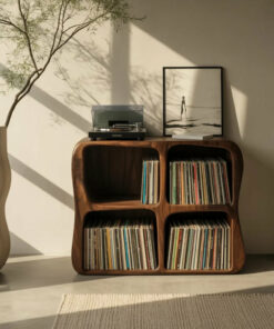 Solid Wood Vinyl Record Storage Cabinet